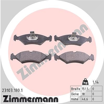 Zimmermann Bremsbelagsatz, Scheibenbremse [Hersteller-Nr. 23103.180.1] für Ford, Mazda, Tvr von Zimmermann
