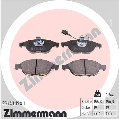 Zimmermann Bremsbelagsatz, Scheibenbremse [Hersteller-Nr. 23141.190.1] für Alfa Romeo, Lancia von Zimmermann