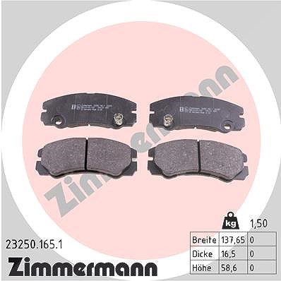 Zimmermann Bremsbelagsatz, Scheibenbremse [Hersteller-Nr. 23250.165.1] für Opel von Zimmermann