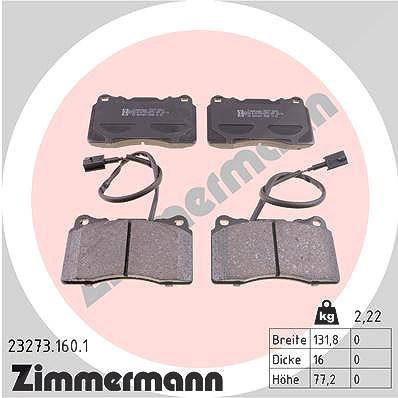 Zimmermann Bremsbelagsatz, Scheibenbremse [Hersteller-Nr. 23273.160.1] für Alfa Romeo von Zimmermann