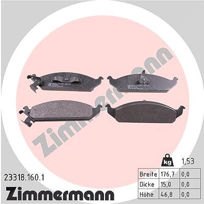 Zimmermann Bremsbelagsatz, Scheibenbremse [Hersteller-Nr. 23318.160.1] für Chrysler, Dodge von Zimmermann