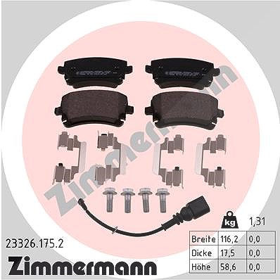Zimmermann Bremsbelagsatz, Scheibenbremse [Hersteller-Nr. 23326.175.2] für VW von Zimmermann