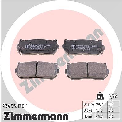 Zimmermann Bremsbelagsatz, Scheibenbremse [Hersteller-Nr. 23455.130.1] für Kia von Zimmermann