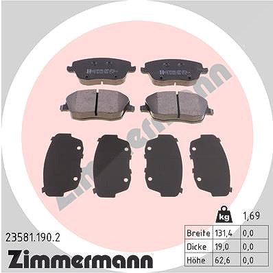 Zimmermann Bremsbelagsatz, Scheibenbremse [Hersteller-Nr. 23581.190.2] für Seat, Skoda, VW von Zimmermann