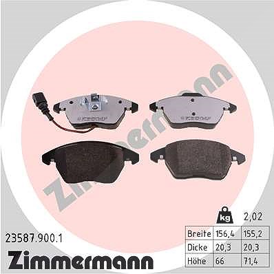 Zimmermann Bremsbelagsatz, Scheibenbremse [Hersteller-Nr. 23587.900.1] für Audi, Seat, Skoda, VW von Zimmermann