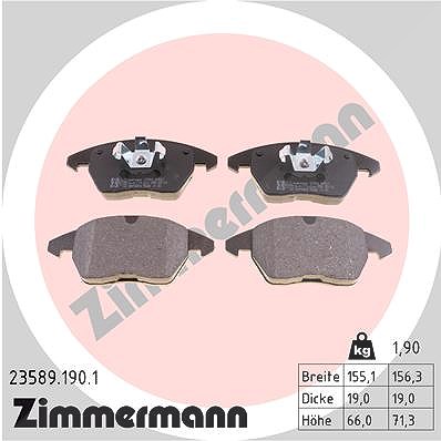 Zimmermann Bremsbelagsatz, Scheibenbremse [Hersteller-Nr. 23589.190.1] für Audi, Citroën, Peugeot, Seat, VW von Zimmermann