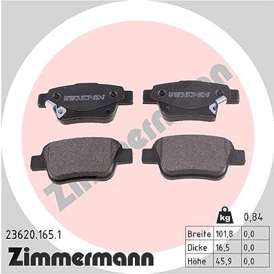 Zimmermann Bremsbelagsatz, Scheibenbremse [Hersteller-Nr. 23620.165.1] für Toyota von Zimmermann