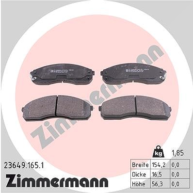 Zimmermann Bremsbelagsatz, Scheibenbremse [Hersteller-Nr. 23649.165.1] für Kia von Zimmermann
