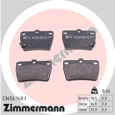 Zimmermann Bremsbelagsatz, Scheibenbremse [Hersteller-Nr. 23656.140.1] für Toyota von Zimmermann