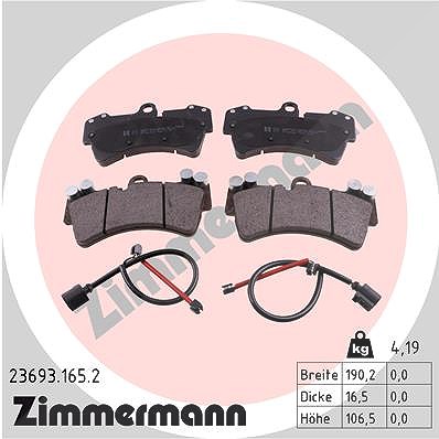 Zimmermann Bremsbelagsatz, Scheibenbremse [Hersteller-Nr. 23693.165.2] für Audi, Porsche, VW von Zimmermann