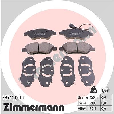 Zimmermann Bremsbelagsatz, Scheibenbremse [Hersteller-Nr. 23711.190.1] für Alfa Romeo, Fiat, Lancia von Zimmermann