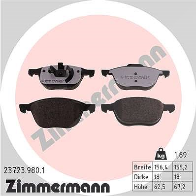 Zimmermann Bremsbelagsatz, Scheibenbremse [Hersteller-Nr. 23723.980.1] für Ford, Mazda, Volvo von Zimmermann