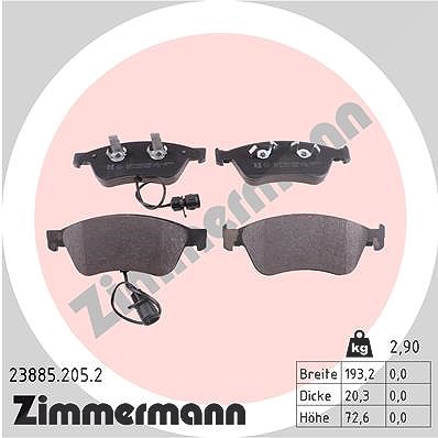 Zimmermann Bremsbelagsatz, Scheibenbremse [Hersteller-Nr. 23885.205.2] für Audi von Zimmermann