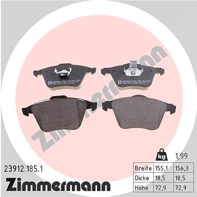 Zimmermann Bremsbelagsatz vorne [Hersteller-Nr. 23912.185.1] für Ford, Mazda, Opel, Vauxhall, Volvo von Zimmermann