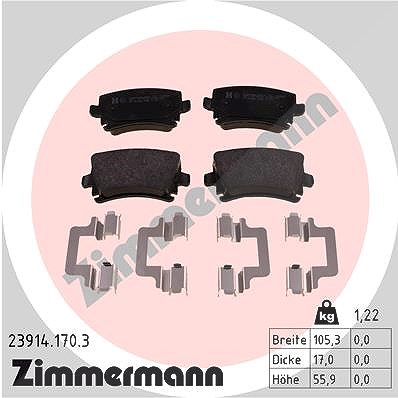 Zimmermann Bremsbelagsatz, Scheibenbremse [Hersteller-Nr. 23914.170.3] für Audi, Seat, Skoda, VW von Zimmermann