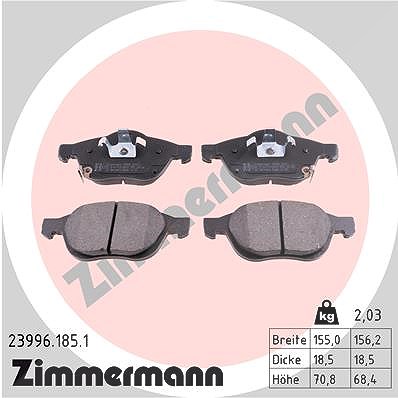 Zimmermann Bremsbelagsatz, Scheibenbremse [Hersteller-Nr. 23996.185.1] für Toyota von Zimmermann