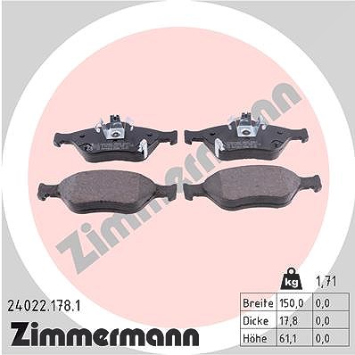 Zimmermann Bremsbelagsatz, Scheibenbremse [Hersteller-Nr. 24022.178.1] für Toyota von Zimmermann