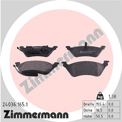 Zimmermann Bremsbelagsatz, Scheibenbremse [Hersteller-Nr. 24036.165.1] für Chrysler, Dodge von Zimmermann