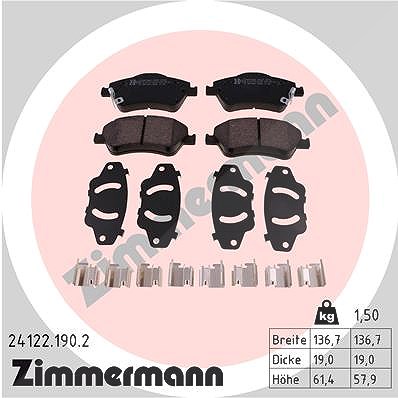 Zimmermann Bremsbelagsatz, Scheibenbremse [Hersteller-Nr. 24122.190.2] für Toyota von Zimmermann
