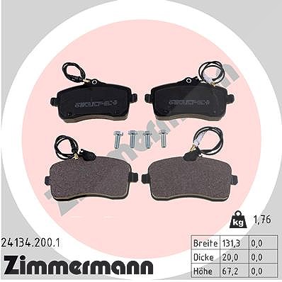 Zimmermann Bremsbelagsatz, Scheibenbremse [Hersteller-Nr. 24134.200.1] für Peugeot von Zimmermann