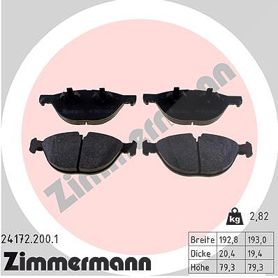 Zimmermann Bremsbelagsatz, Scheibenbremse [Hersteller-Nr. 24172.200.1] für BMW von Zimmermann