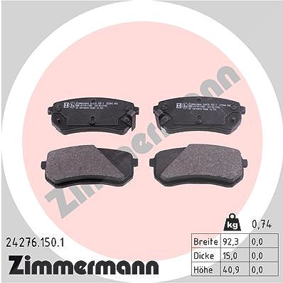 Zimmermann Bremsbelagsatz, Scheibenbremse [Hersteller-Nr. 24276.150.1] für Hyundai, Kia von Zimmermann