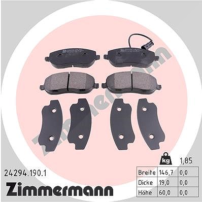 Zimmermann Bremsbelagsatz, Scheibenbremse [Hersteller-Nr. 24294.190.1] für Fiat von Zimmermann