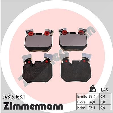 Zimmermann Bremsbelagsatz, Scheibenbremse [Hersteller-Nr. 24315.168.1] für BMW von Zimmermann