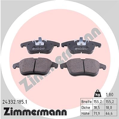 Zimmermann Bremsbelagsatz, Scheibenbremse [Hersteller-Nr. 24332.185.1] für Citroën, Peugeot von Zimmermann