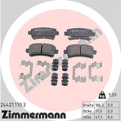 Zimmermann Bremsbelagsatz, Scheibenbremse [Hersteller-Nr. 24421.170.3] für Opel, Saab von Zimmermann