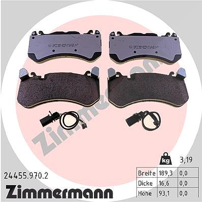 Zimmermann Bremsbelagsatz, Scheibenbremse [Hersteller-Nr. 24455.970.2] für Audi von Zimmermann
