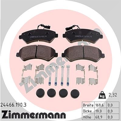 Zimmermann Bremsbelagsatz, Scheibenbremse [Hersteller-Nr. 24466.190.3] für Citroën, Fiat, Peugeot von Zimmermann