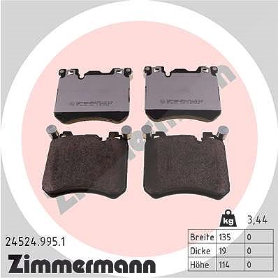 Zimmermann Bremsbelagsatz, Scheibenbremse [Hersteller-Nr. 24524.995.1] für BMW, Rolls-royce von Zimmermann