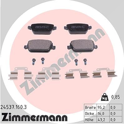 Zimmermann Bremsbelagsatz, Scheibenbremse [Hersteller-Nr. 24537.160.3] für Land Rover, Volvo von Zimmermann