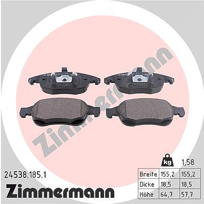 Zimmermann Bremsbelagsatz, Scheibenbremse [Hersteller-Nr. 24538.185.1] für Citroën, Ds, Peugeot von Zimmermann