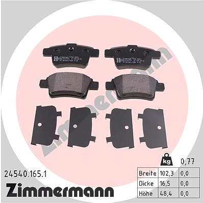 Zimmermann Bremsbelagsatz, Scheibenbremse [Hersteller-Nr. 24540.165.1] für Citroën von Zimmermann