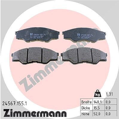 Zimmermann Bremsbelagsatz, Scheibenbremse [Hersteller-Nr. 24567.155.1] für Toyota von Zimmermann
