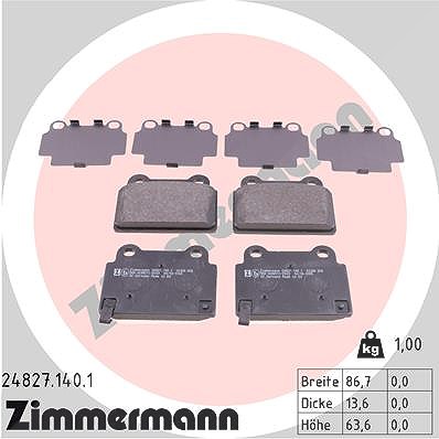 Zimmermann Bremsbelagsatz, Scheibenbremse [Hersteller-Nr. 24827.140.1] für Mitsubishi von Zimmermann