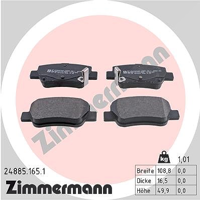 Zimmermann Bremsbelagsatz, Scheibenbremse [Hersteller-Nr. 24885.165.1] für Toyota von Zimmermann