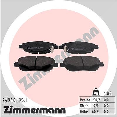 Zimmermann Bremsbelagsatz, Scheibenbremse [Hersteller-Nr. 24946.195.1] für Toyota von Zimmermann