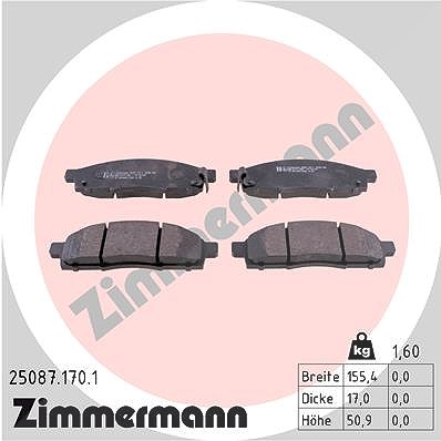 Zimmermann Bremsbelagsatz, Scheibenbremse [Hersteller-Nr. 25087.170.1] für Nissan von Zimmermann