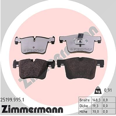 Zimmermann Bremsbelagsatz, Scheibenbremse [Hersteller-Nr. 25199.995.1] für BMW von Zimmermann