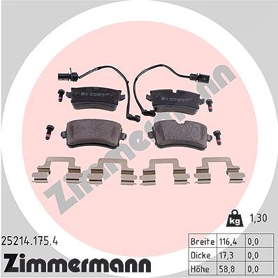 Zimmermann Bremsbelagsatz, Scheibenbremse [Hersteller-Nr. 25214.175.4] für Audi, Porsche von Zimmermann