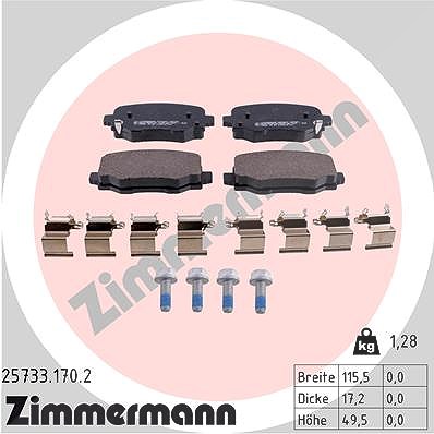 Zimmermann Bremsbelagsatz, Scheibenbremse [Hersteller-Nr. 25733.170.2] für Fiat, Jeep von Zimmermann
