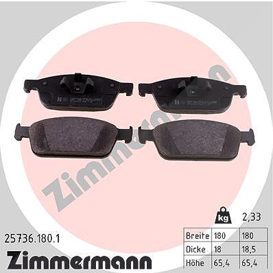 Zimmermann Bremsbelagsatz, Scheibenbremse [Hersteller-Nr. 25736.180.1] für Ford von Zimmermann