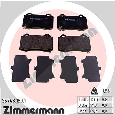 Zimmermann Bremsbelagsatz, Scheibenbremse [Hersteller-Nr. 25743.150.1] für Hyundai, Jeep, Tesla von Zimmermann
