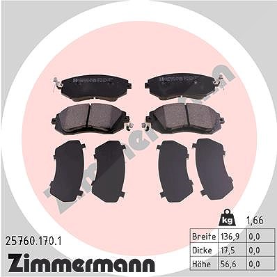 Zimmermann Bremsbelagsatz, Scheibenbremse [Hersteller-Nr. 25760.170.1] für Subaru, Toyota von Zimmermann
