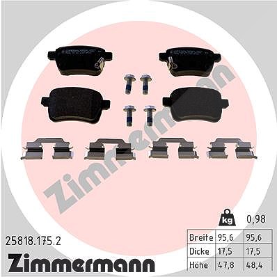 Zimmermann Bremsbelagsatz, Scheibenbremse [Hersteller-Nr. 25818.175.2] für Fiat von Zimmermann