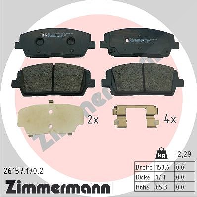 Zimmermann Bremsbelagsatz, Scheibenbremse [Hersteller-Nr. 26157.170.2] für Hyundai, Kia von Zimmermann