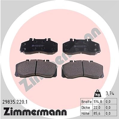 Zimmermann Bremsbelagsatz, Scheibenbremse [Hersteller-Nr. 29835.220.1] für Mercedes-Benz von Zimmermann